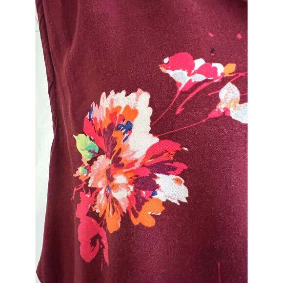 Apt. 9 Women's Challis Maxi Side Slits Maroon Floral Dress Size L - Picture 6 of 10